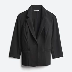 Shania Peplum Back Ponte Blazer - Black - 41 Hawthorne